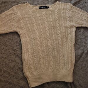 Ralph Lauren Women's Beige Cable Knit Sweater